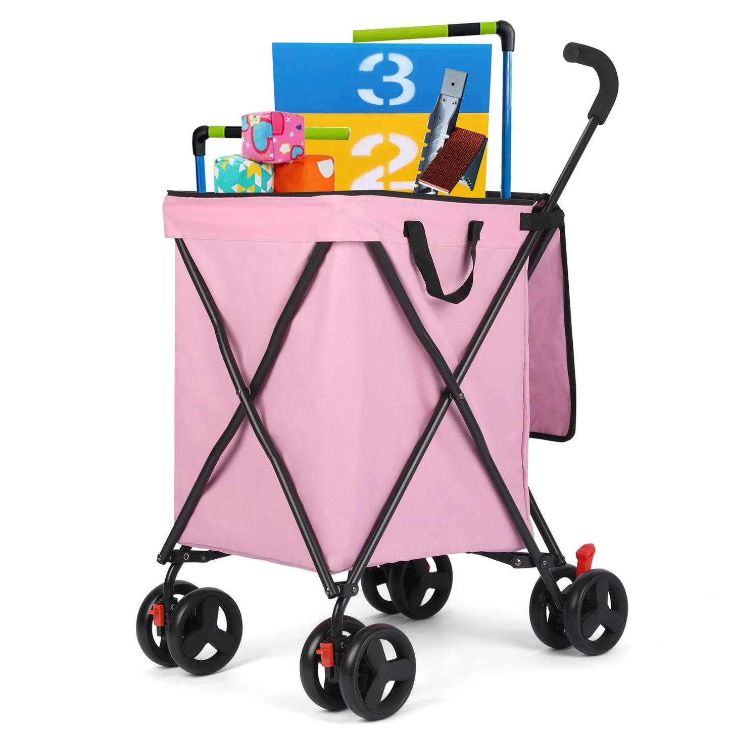 Pet  stroller Folding Shopping and Utility Cart, Water-Resistant Folding Shopping Cart with 360° Rolling Swivel Wheels & Brakes