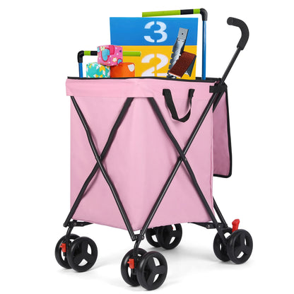 Pet  stroller Folding Shopping and Utility Cart, Water-Resistant Folding Shopping Cart with 360° Rolling Swivel Wheels & Brakes