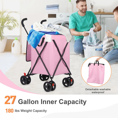 Pet  stroller Folding Shopping and Utility Cart, Water-Resistant Folding Shopping Cart with 360° Rolling Swivel Wheels & Brakes