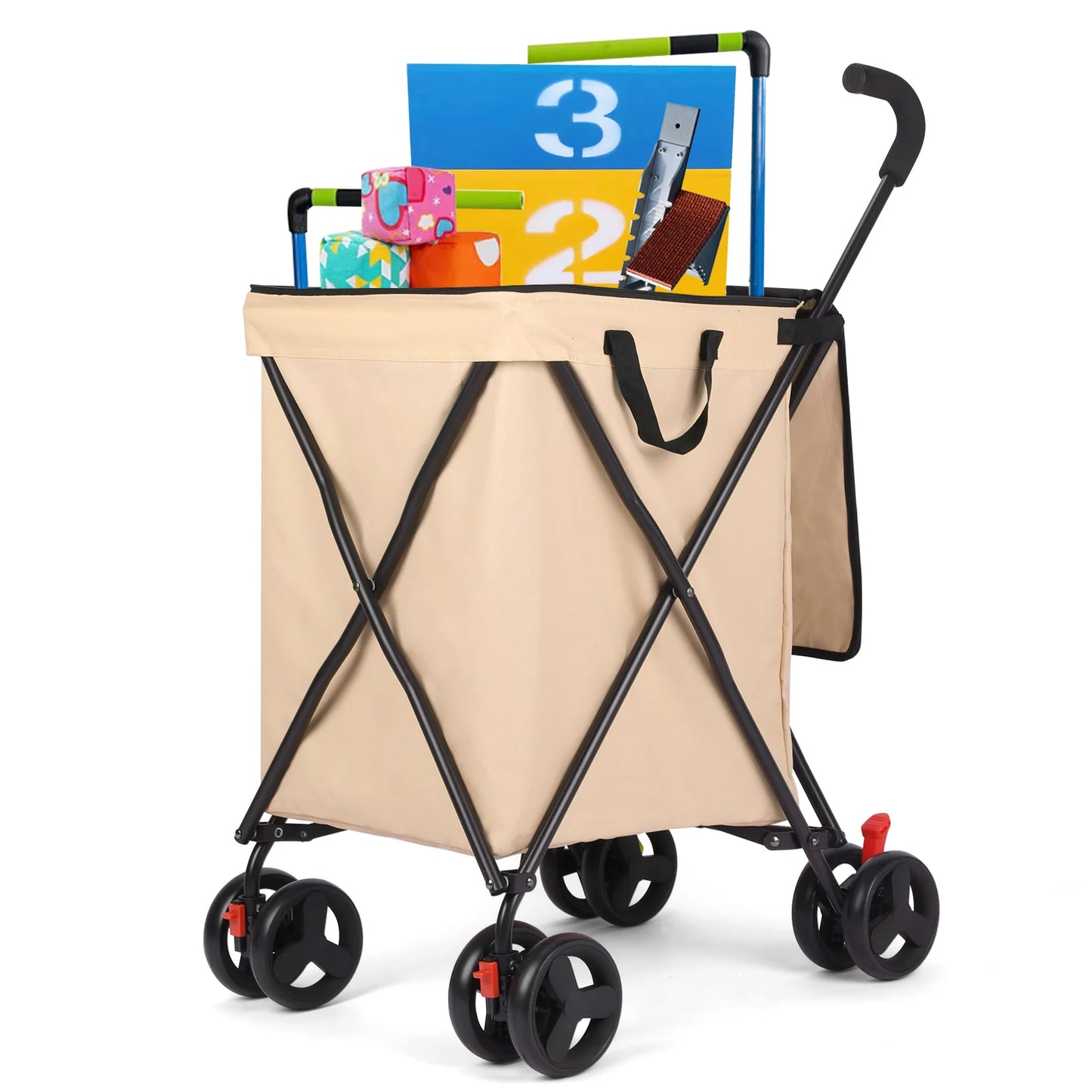 Pet  stroller Folding Shopping and Utility Cart, Water-Resistant Folding Shopping Cart with 360° Rolling Swivel Wheels & Brakes