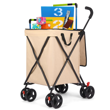 Pet  stroller Folding Shopping and Utility Cart, Water-Resistant Folding Shopping Cart with 360° Rolling Swivel Wheels & Brakes