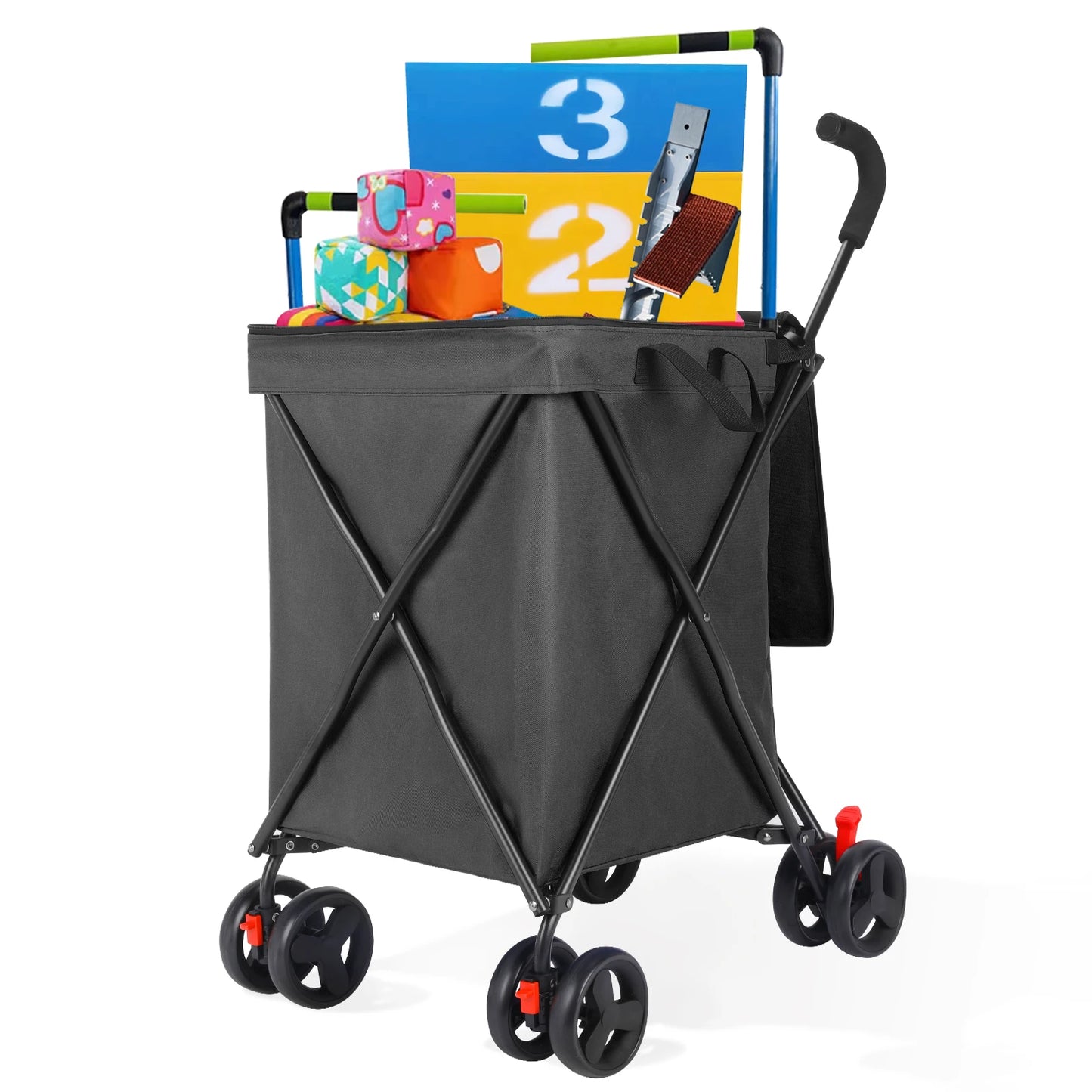 Pet  stroller Folding Shopping and Utility Cart, Water-Resistant Folding Shopping Cart with 360° Rolling Swivel Wheels & Brakes