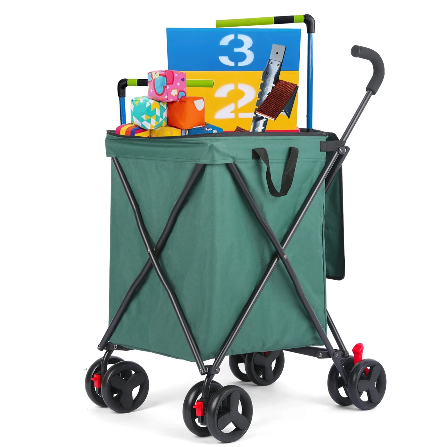 Pet  stroller Folding Shopping and Utility Cart, Water-Resistant Folding Shopping Cart with 360° Rolling Swivel Wheels & Brakes