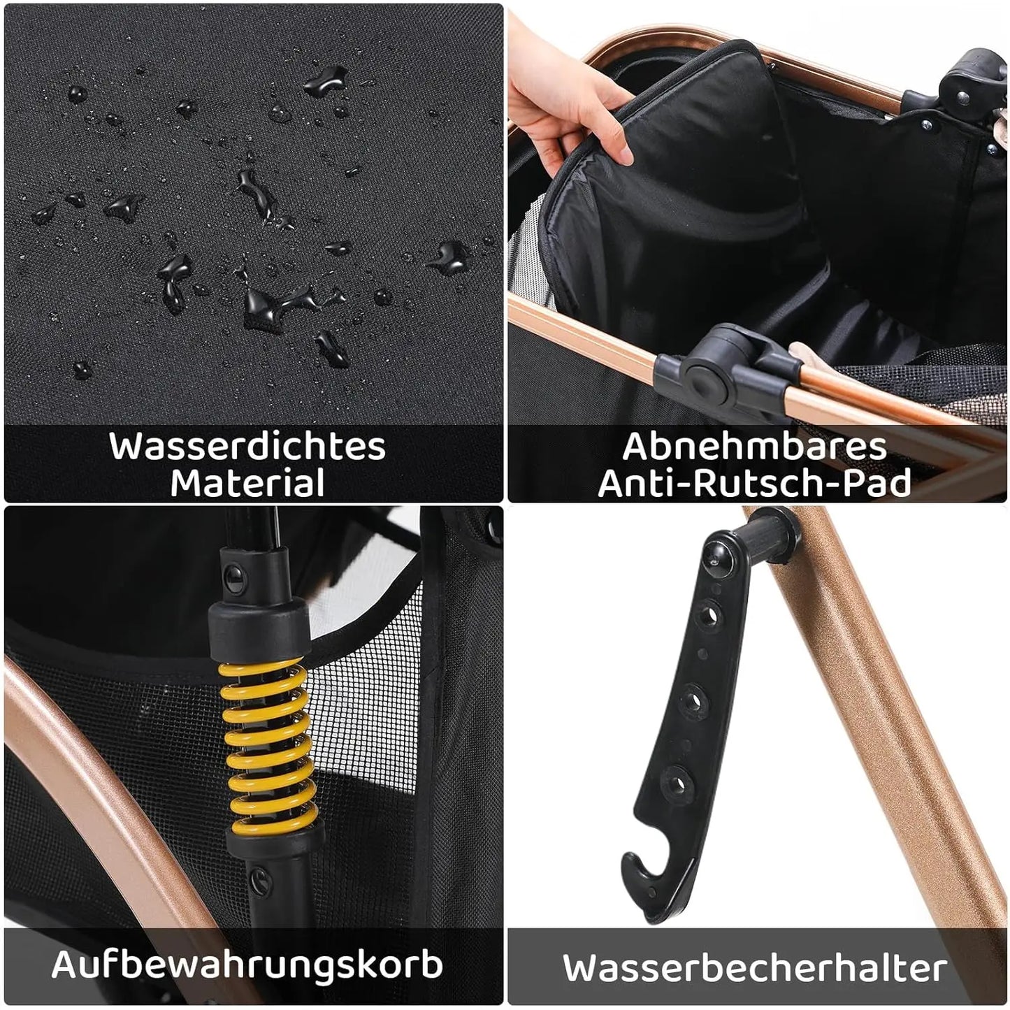 Dog Buggy 2 in 1 Stroller Dog Box Transport Foldable Cat Stroller, 360° Wear-resistant Rubber Wheels, with Storage Basket