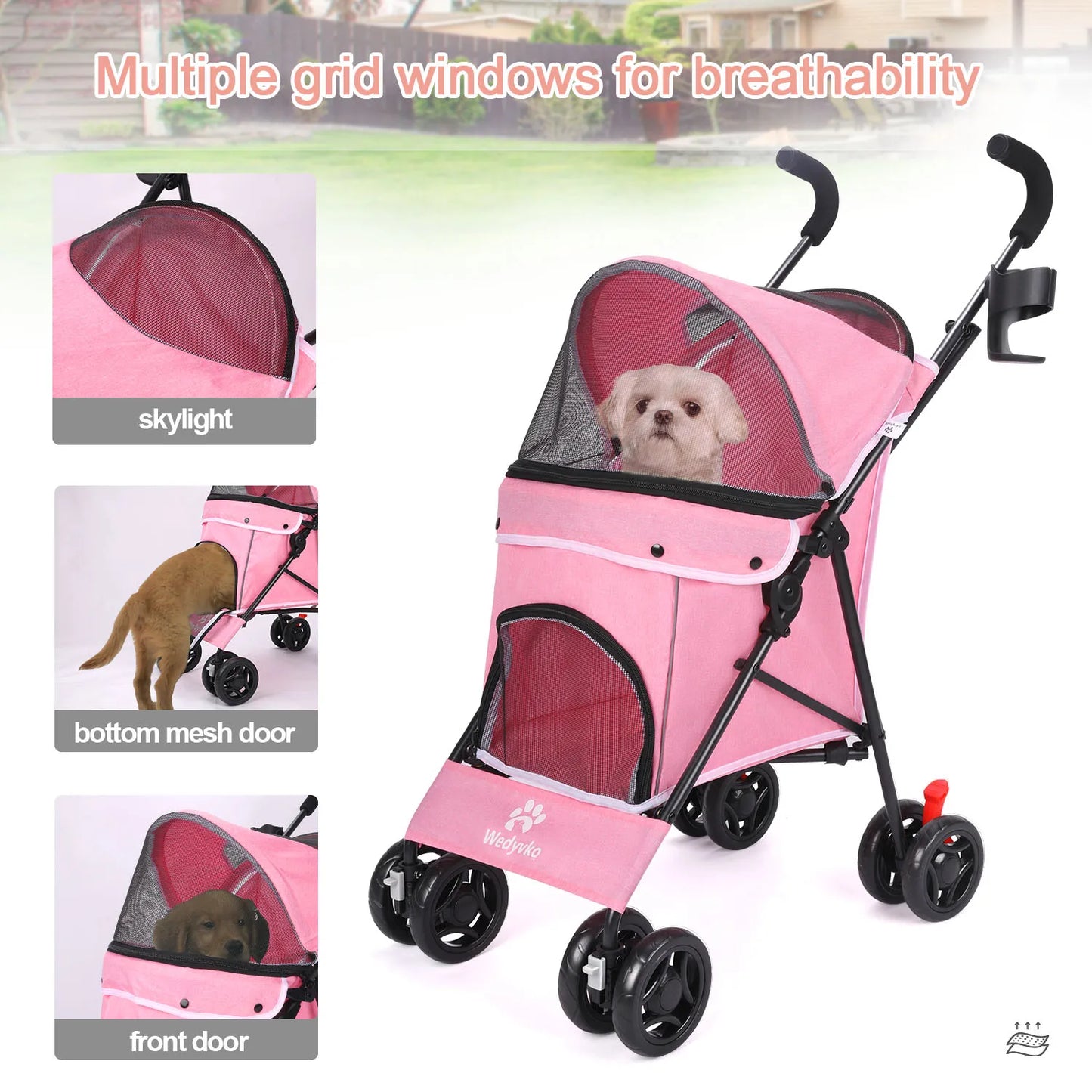 Pet Stroller Lightweight Folding Small and Medium-sized Outdoor Puppy Stroller Cat Dog Travel Breathable dogs accessories